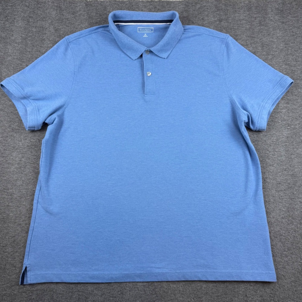 Club Room Polo Shirt Mens XL Blue Short Sleeve Cotton Blend Stretch Casual